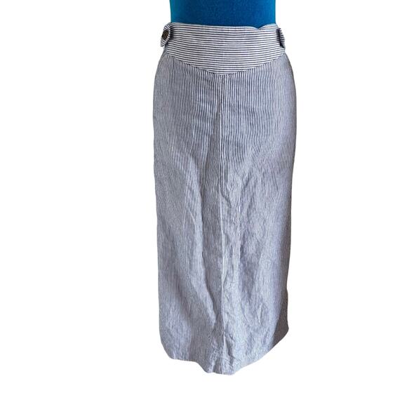 J.CREW Dresses & Skirts - J Crew Oxford Stripe True Wrap Maxi Skirt Linen Cotton 4